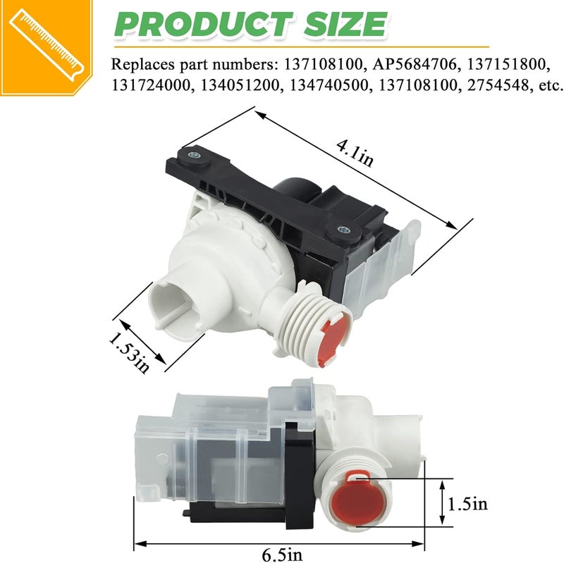 Techecook 137221600 134051200 Washer Drain Pump by (365-DAYS WARRANTY) - Fit for Kenmore Frigidaire Washing Machine - Replacement Part 137108100 137151800 134740800 AP5684706 134740500 PS7783938 - Image 5